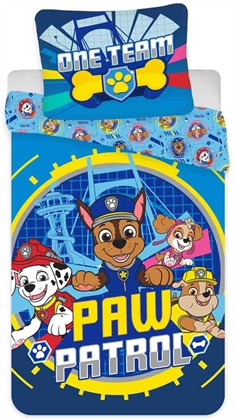 Paw Patrol sengetøj - Junior 100x140 cm - One team - 2 i 1 design - 100% bomulds sengesæt